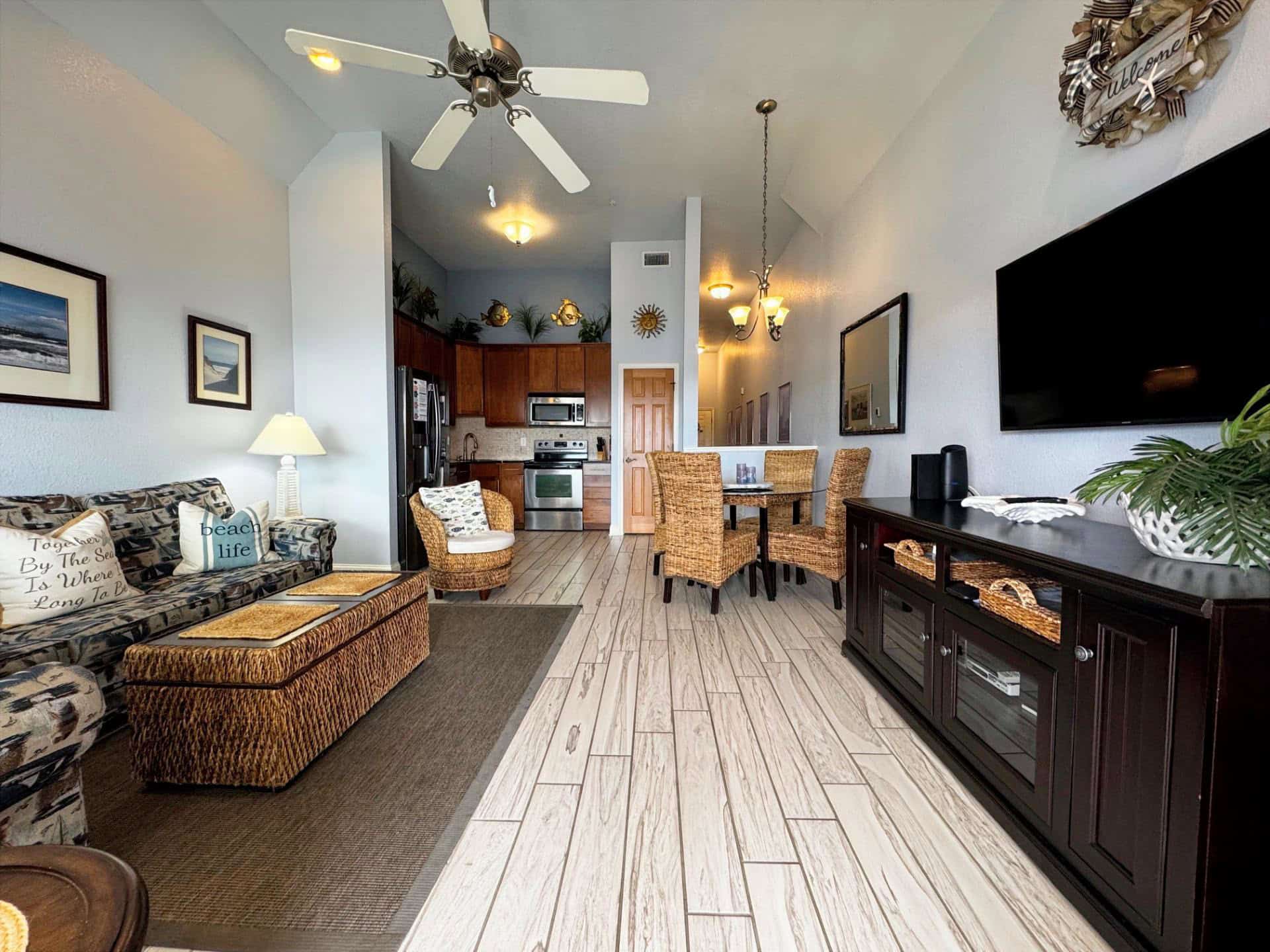 Cozy open-concept living space.